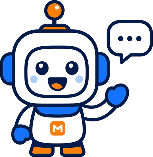 Minny the robot waving and telling a story